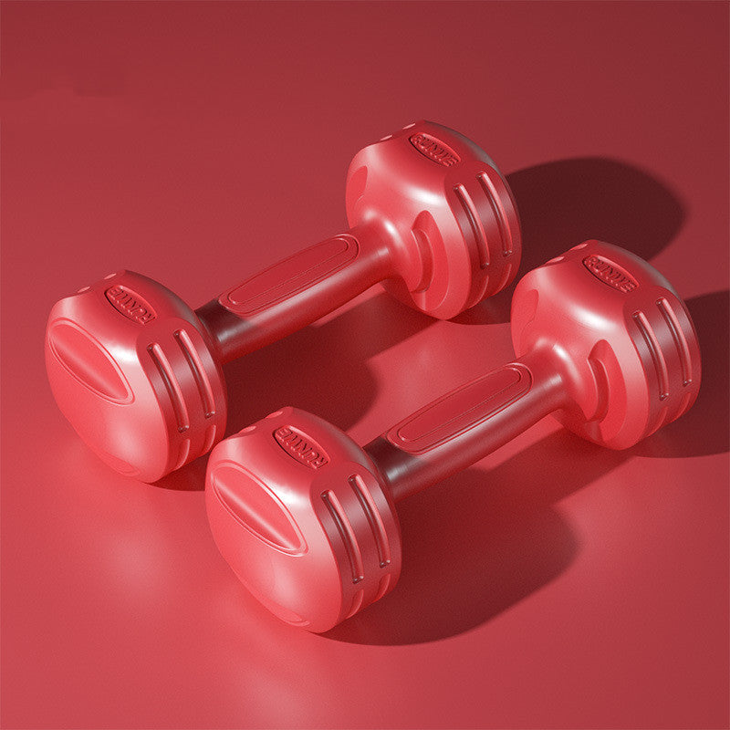 Set of colorful fitness dumbbells for strength training